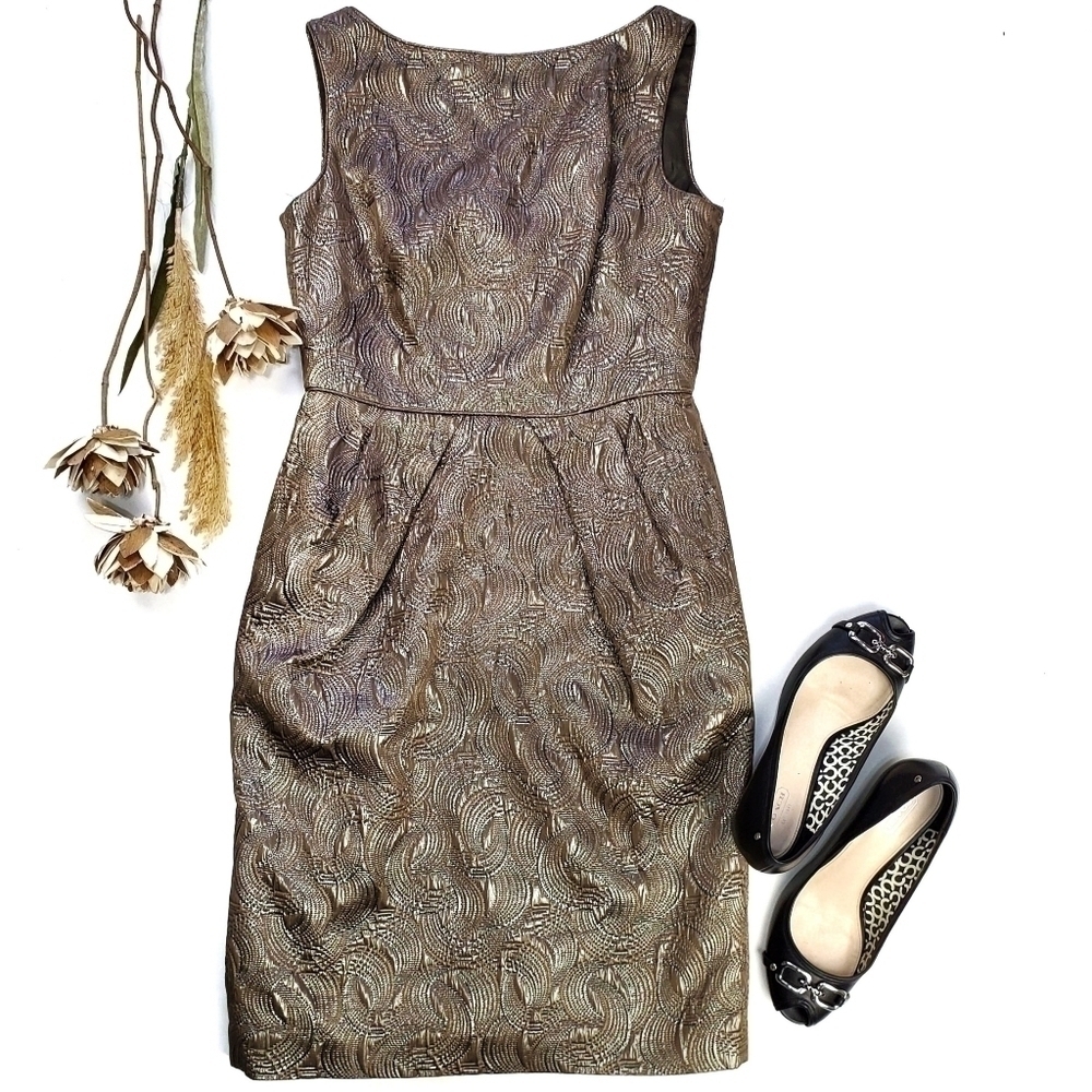 BANANA REPUBLIC Brown Iridescent Shift Dress 4 - Picture 4 of 14
